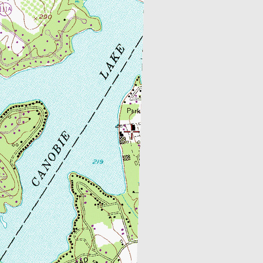 Topographic Map of Canobie Lake Park, NH