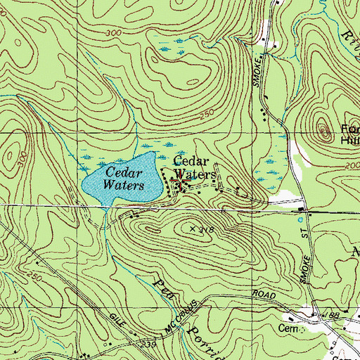 Topographic Map of Cedar Waters, NH