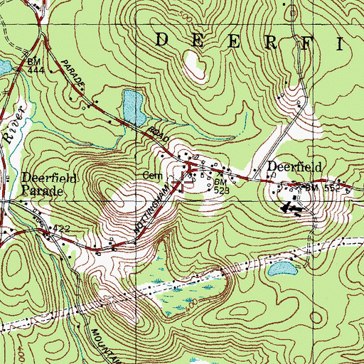 Topographic Map of Deerfield Parade Cemetery, NH