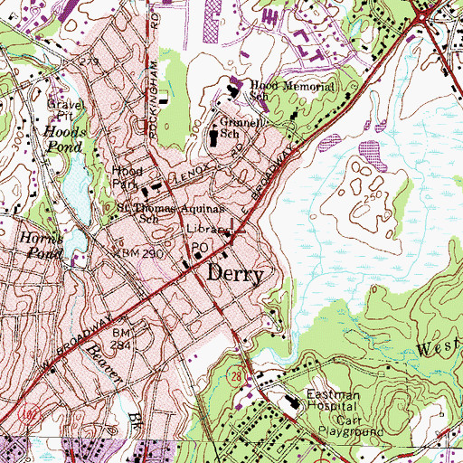 Topographic Map of Derry Public Library, NH