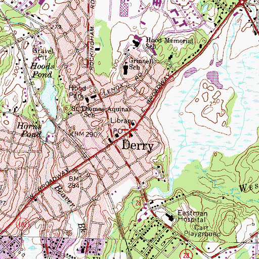 Topographic Map of Derry Town Hall, NH