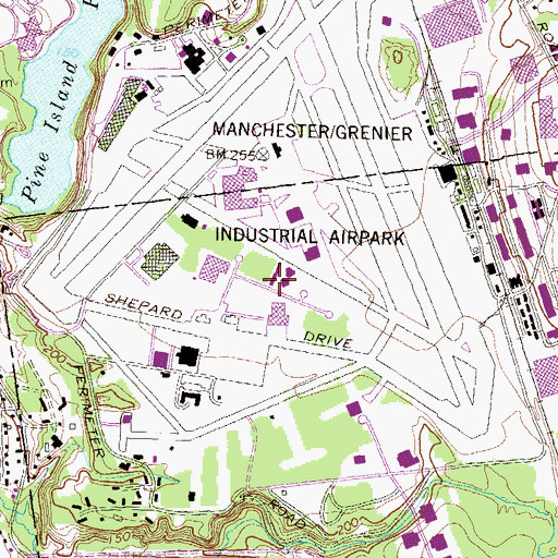 Topographic Map of Grenier Air Force Base (historical), NH