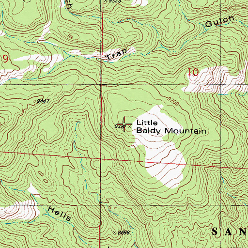 Topographic Map of Little Baldy Mountain, CO