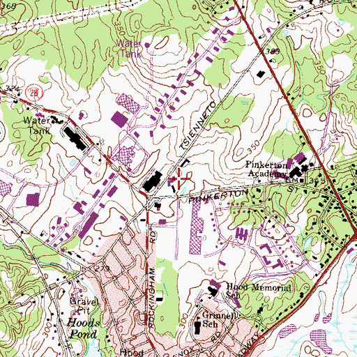 Topographic Map of Hood Commons Shopping Center, NH