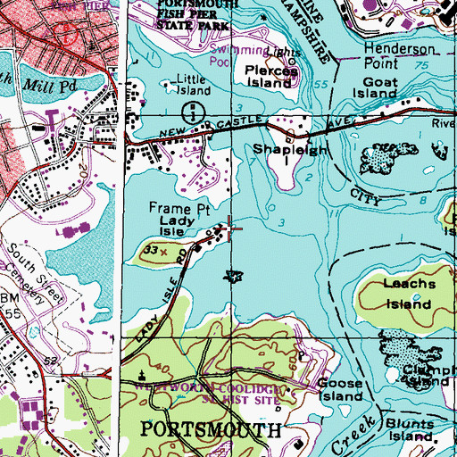 Topographic Map of Lady Isle School, NH