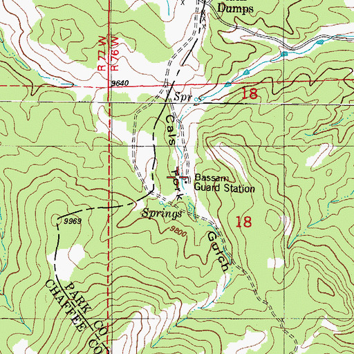 Topographic Map of Bassam Guard Station, CO