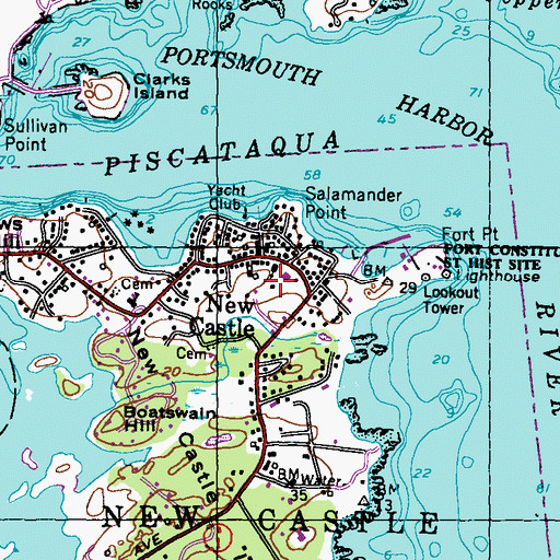 Topographic Map of New Castle Congregational Church, NH