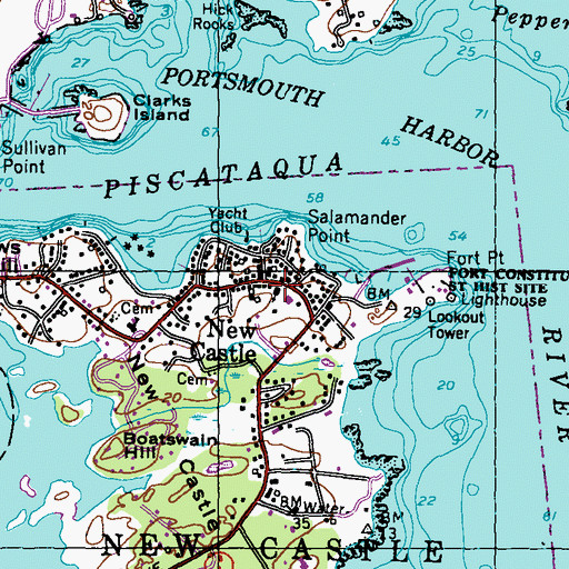 Topographic Map of New Castle Post Office, NH
