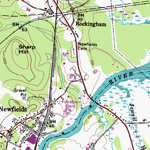 Topographic Map of Newfields Post Office, NH