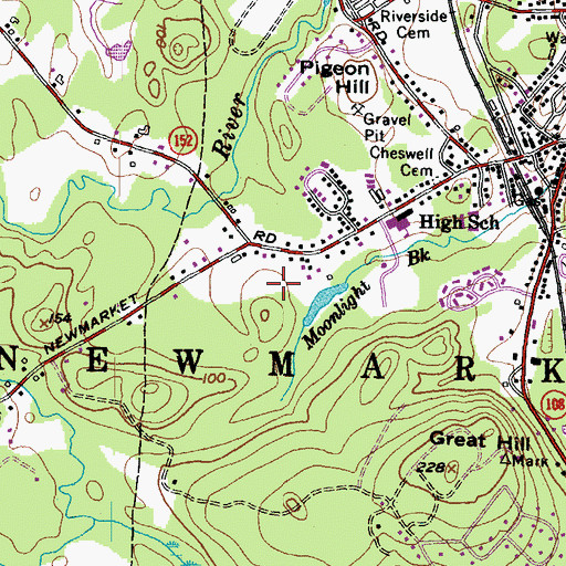 Topographic Map of Newmarket Elementary School, NH