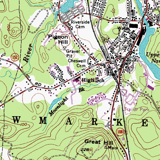Topographic Map of Newmarket Junior and Senior High School, NH