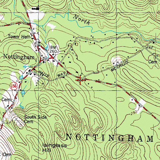Topographic Map of Nottingham Post Office, NH