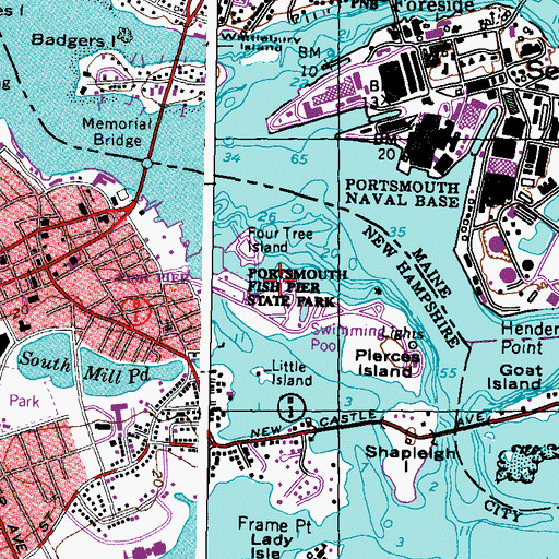 Topographic Map of Portsmouth Fish Pier, NH