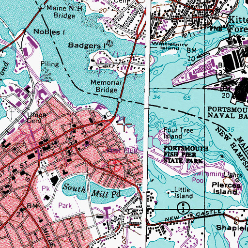 Topographic Map of Prescott Park Dock, NH