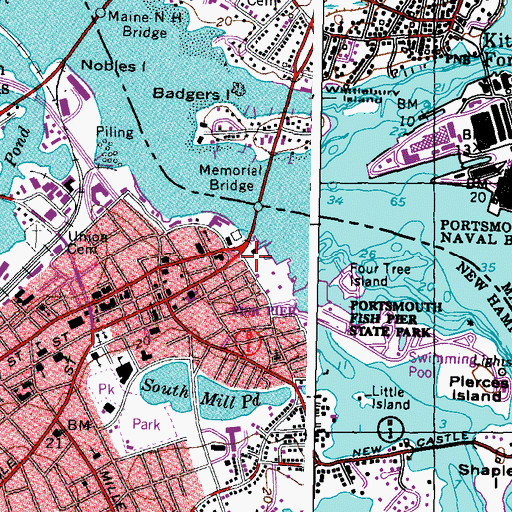 Topographic Map of Prescott Park Theatre, NH