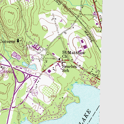 Topographic Map of Searles Chapel, NH