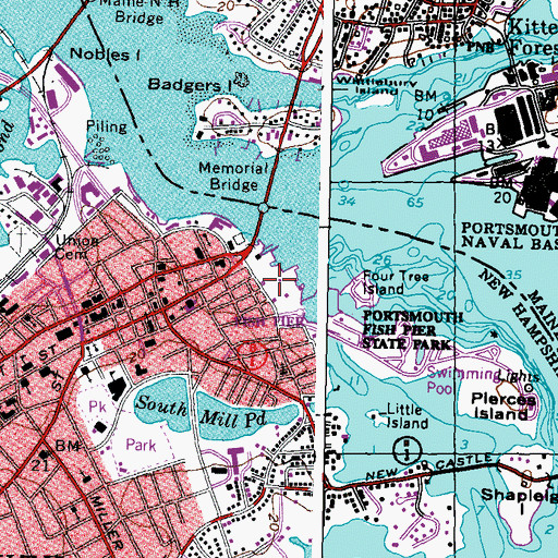 Topographic Map of Shaw Warehouse, NH