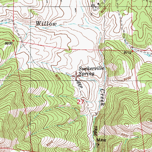 Topographic Map of Suckerville Spring, CO