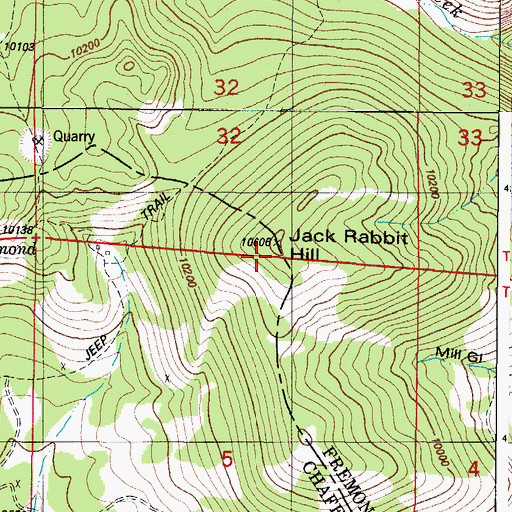 Topographic Map of Jack Rabbit Hill, CO