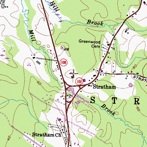 Topographic Map of Stratham Post Office, NH