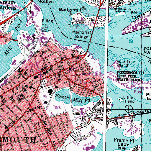 Topographic Map of Strawbery Banke Museum, NH