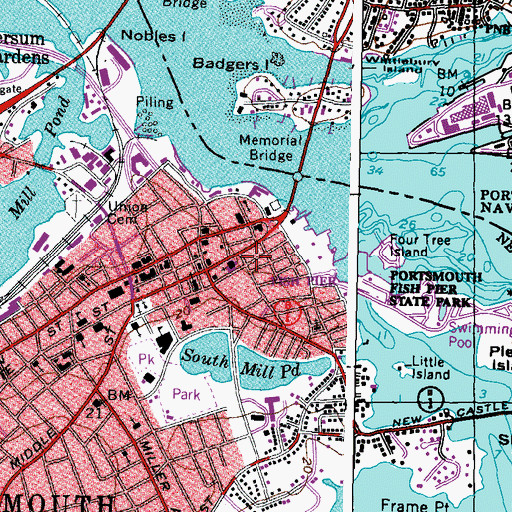 Topographic Map of Thomas Shaw House, NH