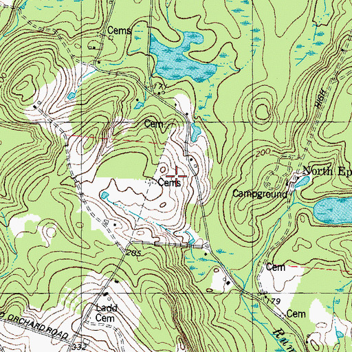 Topographic Map of Three Ponds Campground, NH