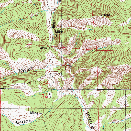 Topographic Map of Running Creek, CO