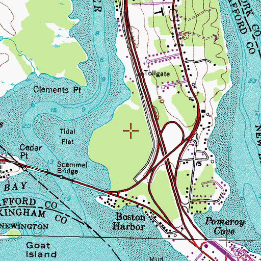 Topographic Map of Bellamy River Access Wildlife Preserve, NH