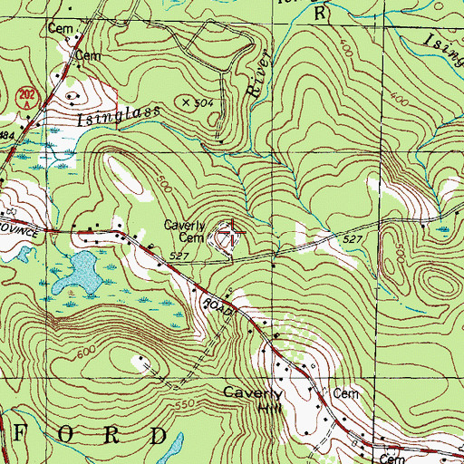 Topographic Map of Caverly Cemetery, NH