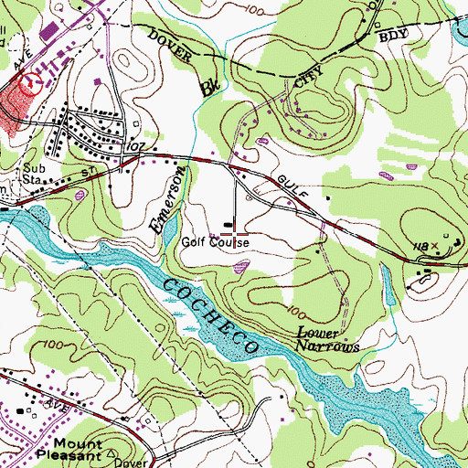 Topographic Map of Cochecho Country Club, NH