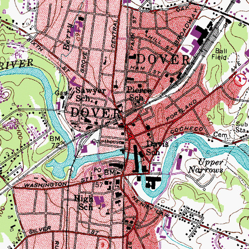 Topographic Map of Dover Municipal Building, NH