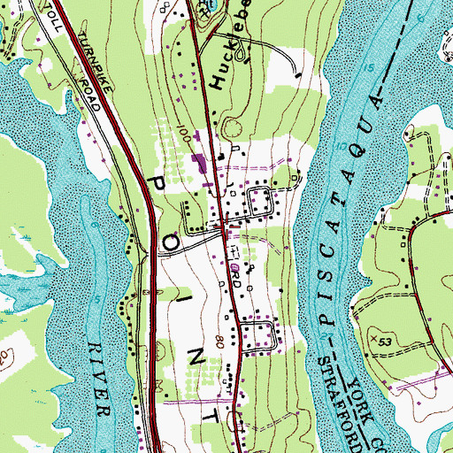 Topographic Map of Dover Point Cemetery, NH