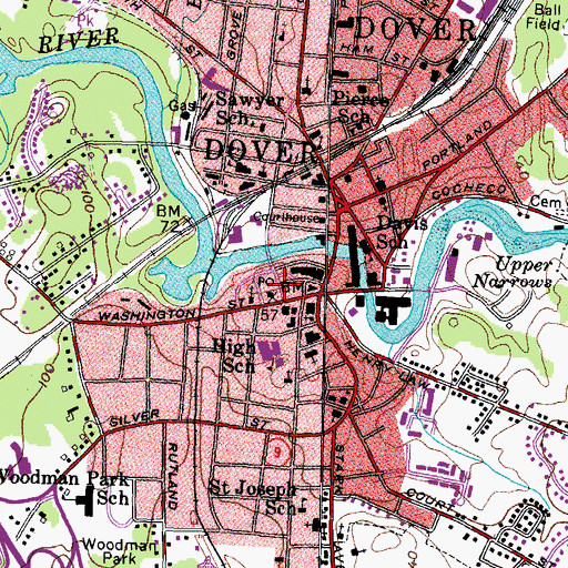 Topographic Map of Dover Post Office, NH