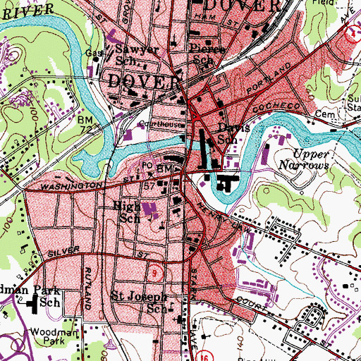 Topographic Map of Dover Public Library, NH
