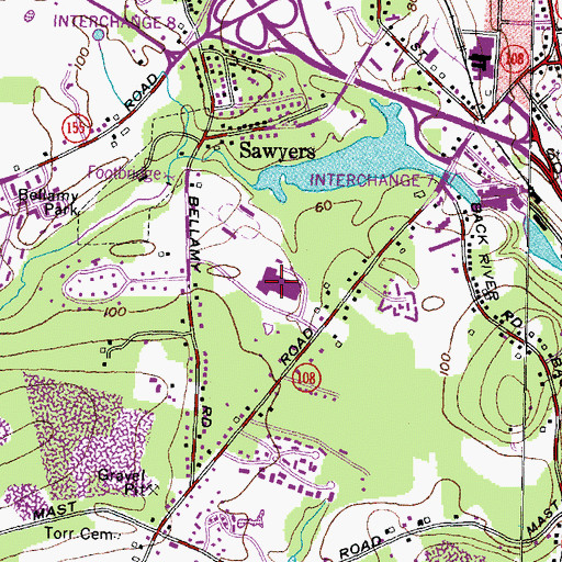Topographic Map of Dover Senior High School, NH