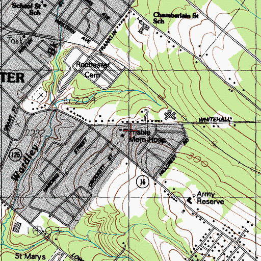Topographic Map of Frisbie Memorial Hospital, NH