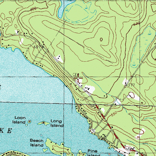 Topographic Map of Huckins Cemetery, NH