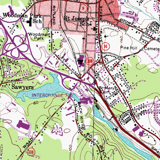 Topographic Map of Interchange 7, NH