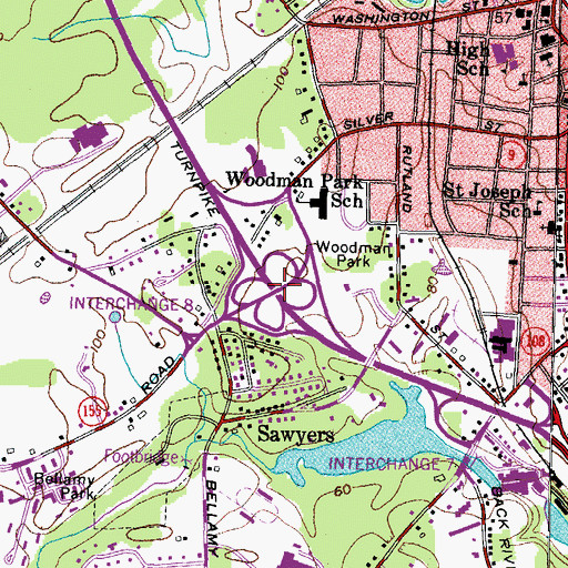 Topographic Map of Interchange 8, NH