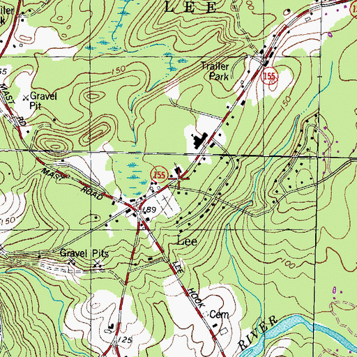 Topographic Map of Lee Public Library, NH
