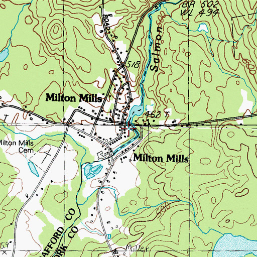Topographic Map of Milton Mills Post Office, NH