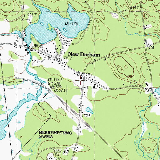 Topographic Map of New Durham Post Office, NH