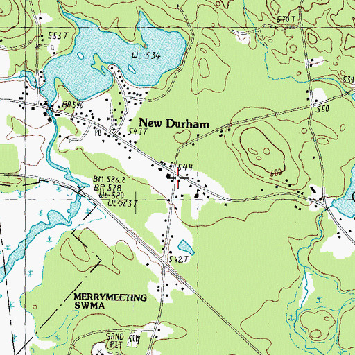 Topographic Map of New Durham Town Hall, NH