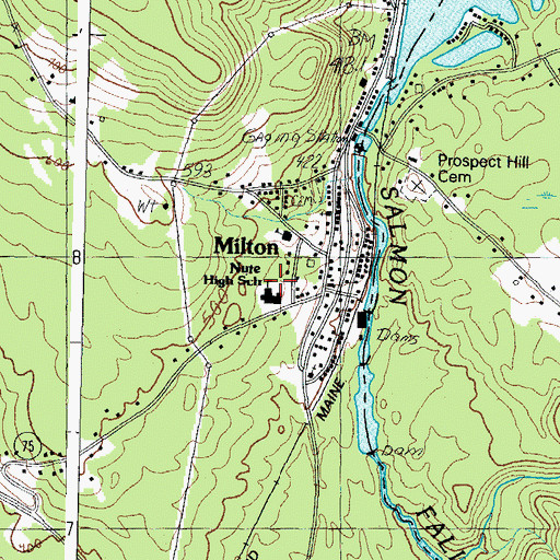 Topographic Map of Nute High School and Middle School, NH