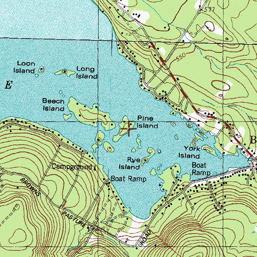 Topographic Map of Pine Island, NH