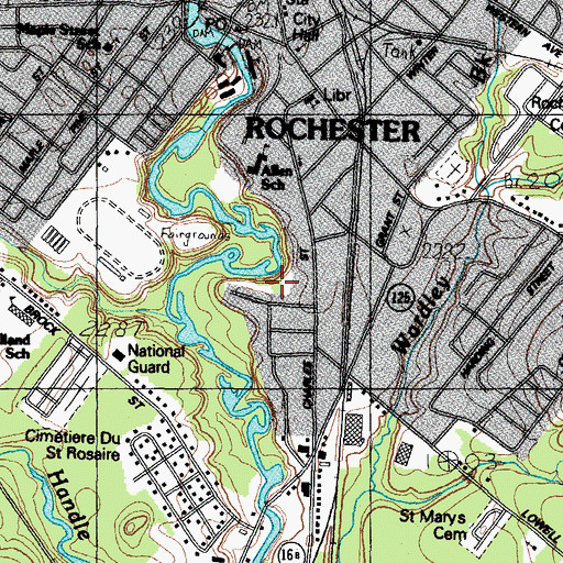 Topographic Map of Rochester Commercial and Industrial District, NH