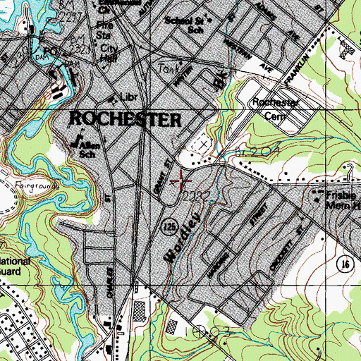 Topographic Map of Rochester Commons, NH