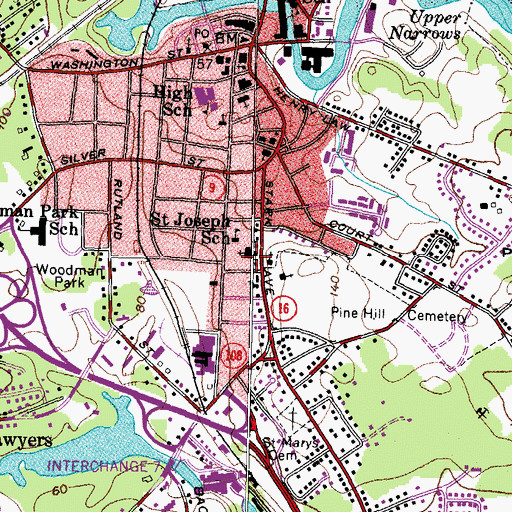 Topographic Map of Saint Josephs Parish Church, NH