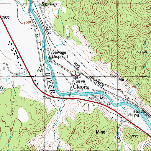 Topographic Map of Cleora, CO